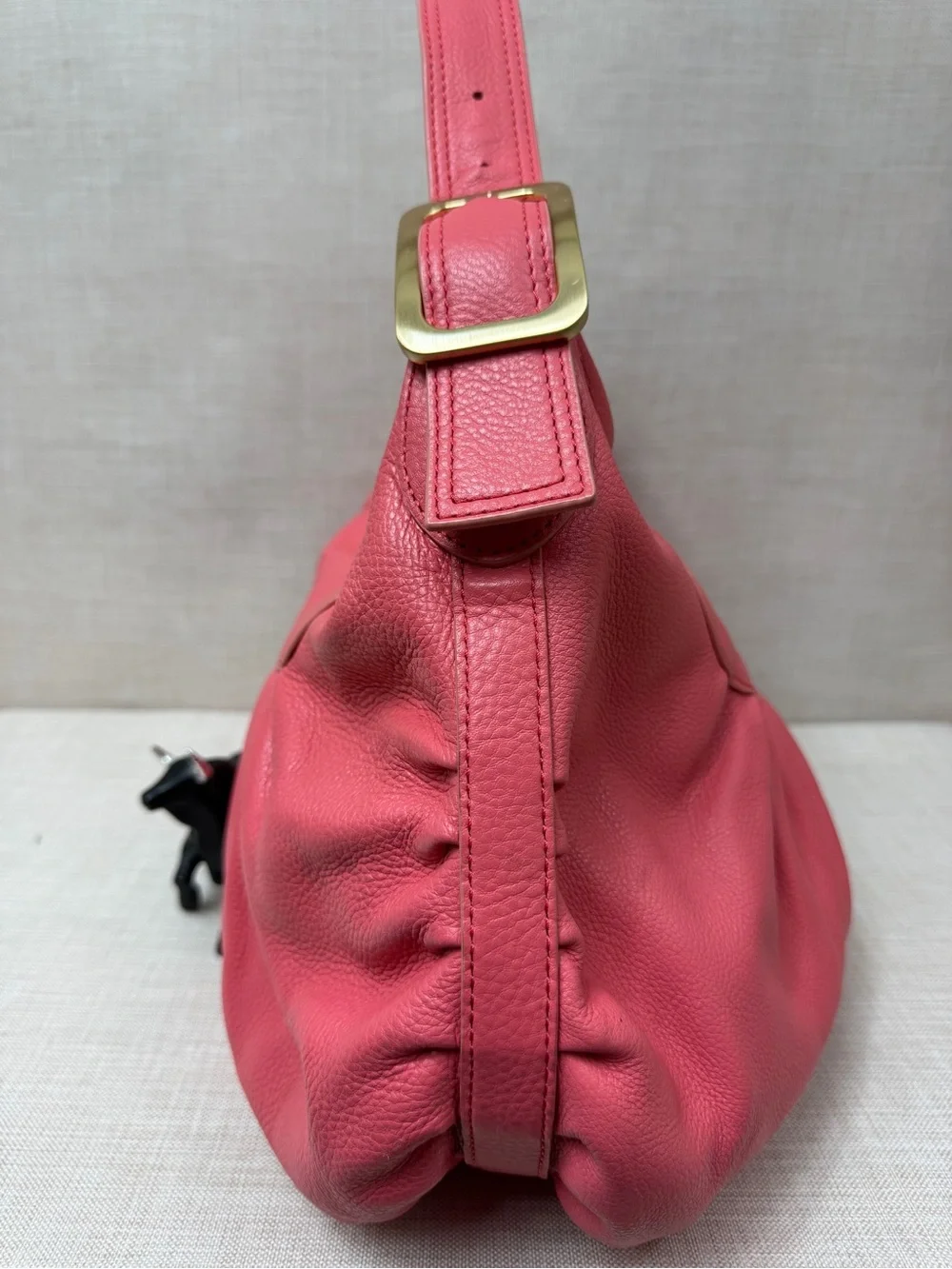 Cole Haan Coral Pink Pebbled Leather Hobo Bag